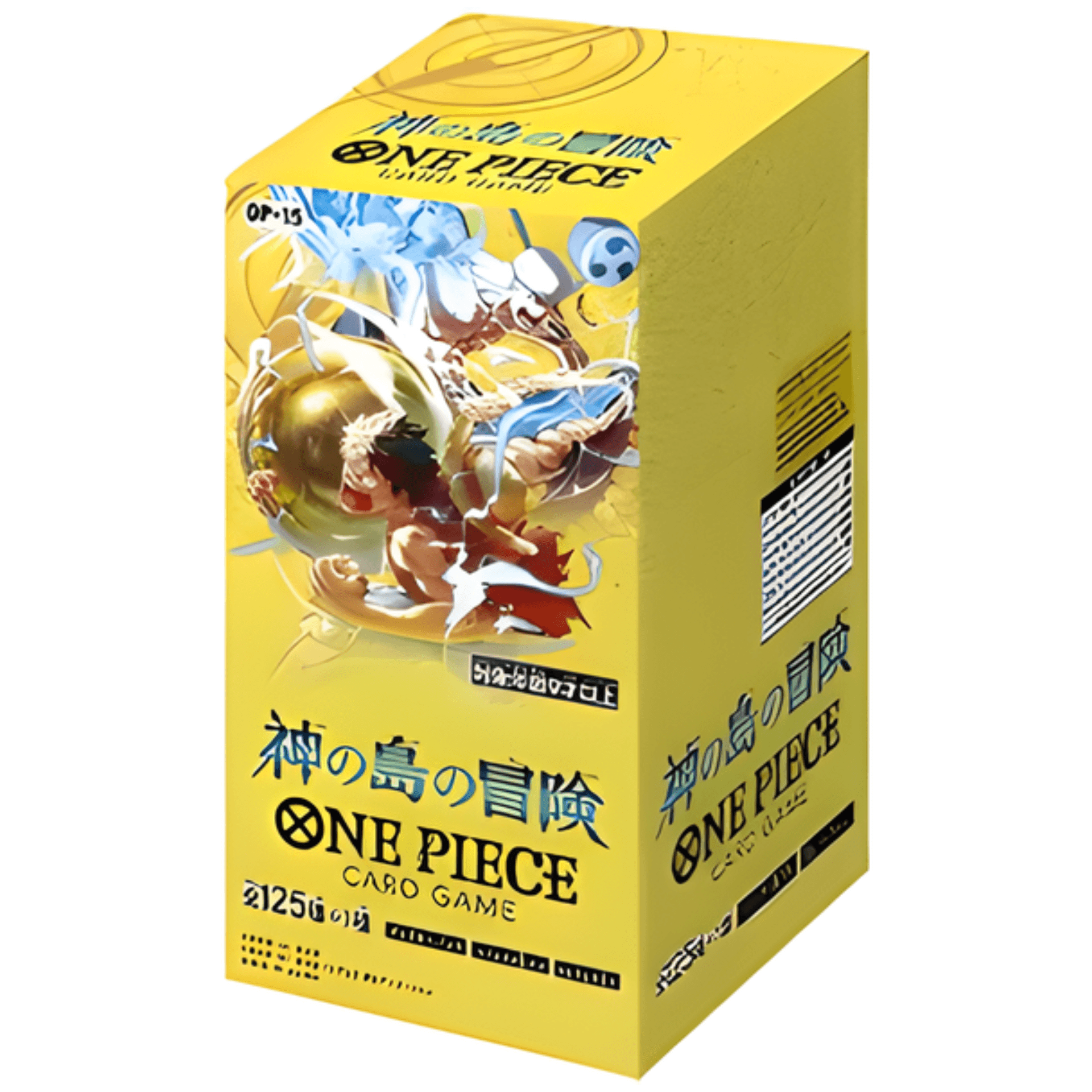One Piece Card Game OP-15 Adventure on KAMI's Island Japanese booster box showing Luffy and Enel over Skypiea